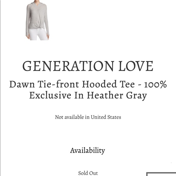 NWT Generation Love Dawn Tie-Front Hoodie Tee Sweater Sold Out Large - Picture 2 of 8